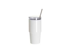 Tumbler Travel Acero Inoxidable 20oz/600ml con Tapa y Pajita (Blanco)