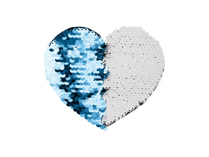 Sublimation Flip Sequins Adhesive Black Base (Heart, Light Blue W/ White)