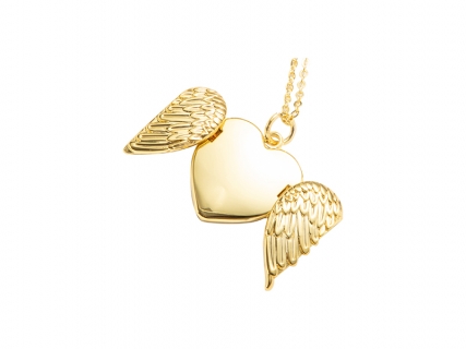 Sublimation Heart Angel Wings Necklace (Gold)