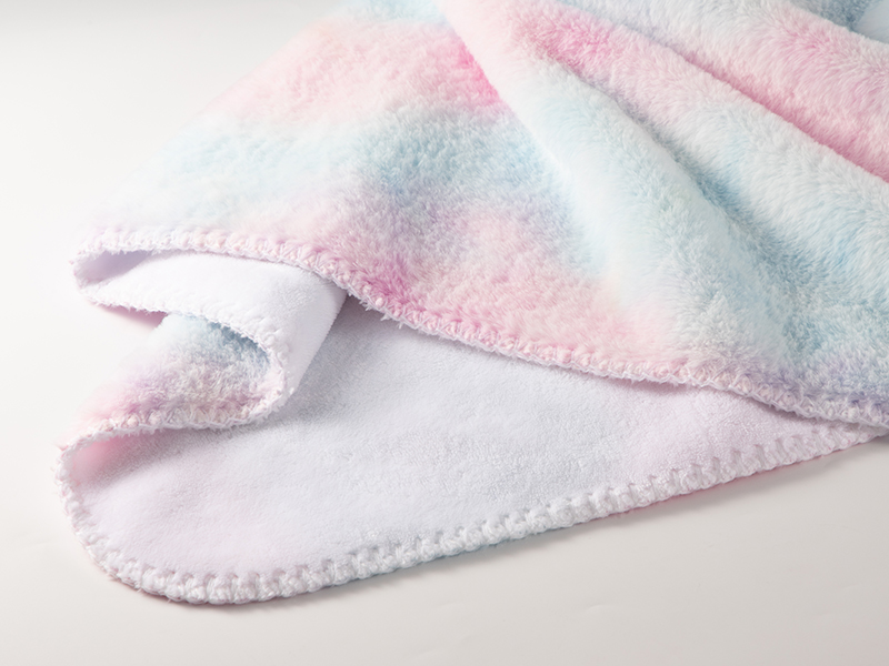 Tie Dyed Faux Fur Lined Sublimation Minky Blanket(White, 152*203cm/60