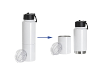 Sublimation Blanks 3 in 1 17oz/500ml Wide Mouth Stainless Steel Tumbler & Travel Mug(White)