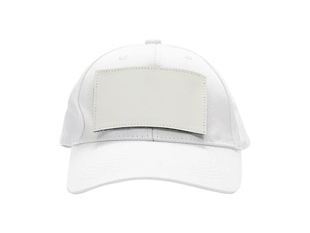 Cotton Cap with 2.5&quot;*4.5&quot; White Rectangular Sub PU Leather Patch (White)