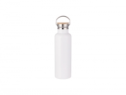 Garrafa Inox Tampa Bambú Portátil 750ml/25oz (branco)