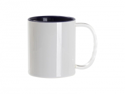 Sublimation Blanks 11oz Two-Tone Color Mug - Dark Blue (Clear Glass Handle)
