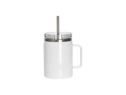 30oz/900ml Sublimation Blanks Stainless Steel Wine Barrel Tumbler with Slide Waterproof Lid &amp; Straw(White)