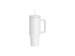 Tumbler de Aço Inoxidável 40oz/1200ml Branco com Tampa Reversível e Canudo (Luz Branco)