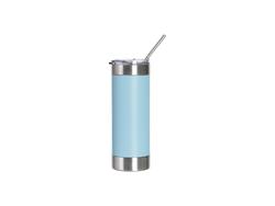 Tumbler Silicona y Acero Inoxidable 20oz/600ml para Grabado Láser  (Azul Celeste/Blanco)Cantidad mínima 1000pcs