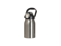 Sublimation Blanks 32oz/1000ml Stainless Steel Travel Bottle w/ Black Portable Straw Lid &amp; Handle(Silver)