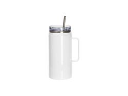 40oz/1200ml Sublimation Blanks Stainless Steel Wine Barrel Tumbler with Slide Waterproof Lid &amp; Straw(White)