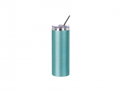 Sublimation 20oz/600ml Glitter Stainless Steel Skinny Tumbler with Straw &amp; Lid (Light Blue)