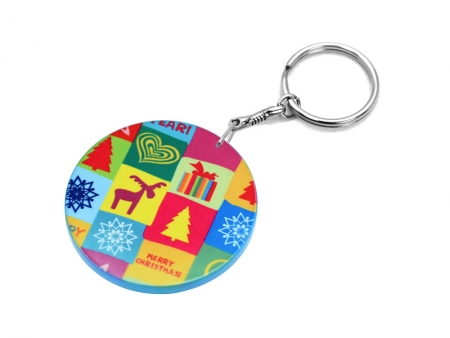 Sublimation 60mm Thick Round Plastic Keychain(Color Edge)