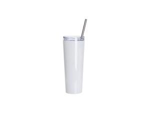 26oz/800ml Sublimation Blanks Stainless Steel Tapered Tumbler with slide waterproof lid &amp; Straw(White)