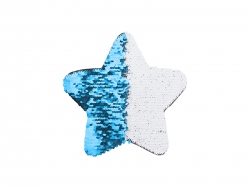 Sublimation Flip Sequins Adhesive Black Base (Star, Light Blue W/ White) (18*18cm)