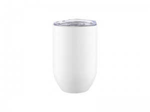 12oz/360ml Sublimation Blanks Straight Stainless Steel Stemless Wine Glass(White)