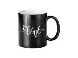 Taza mágica negra grabada 11oz (Heart)