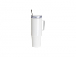 Sublimation Blanks 36oz/1080ml Stainless Steel Handled Travel Tumbler with Lid &amp; Straw(White)