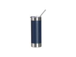 Tumbler Silicona y Acero Inoxidable 20oz/600ml para Grabado Láser (Azul Oscuro/Blanco)Cantidad mínima 1000pcs