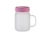 20oz/600ml Glass Mason Jar w/ Silicon Lid (Frosted,Pink)