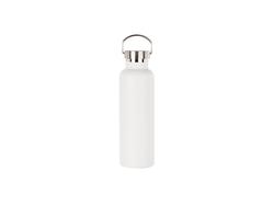Garrafa Inox 750ml/25oz Coberto em Pó com Tampa de Bambu Fácil de levar   (Branco)