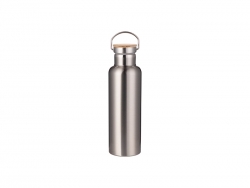 Garrafa Inox Tampa Bambú Portátil 750ml/25oz (prateado)