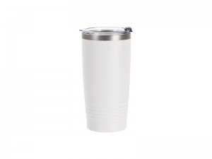 Sublimation Blanks 20OZ/600ml Powder Coated SS Tumbler with Ringneck Grip (White, Matt Sub Coating)