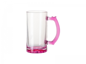 Sublimation Blanks 16oz Clear Beer Mug(Purple Bottom &amp; Handle)