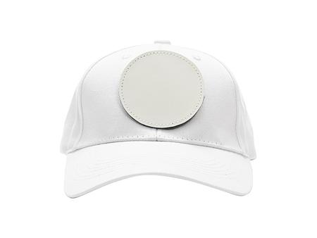 Cotton Cap with 3&quot; White Round Sub PU Leather Patch (White)