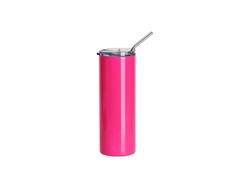 Tumbler de Aço Inoxidável 20oz/600ml Fluorescente com Canudo e Tampa(Rosa)