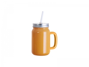 Sublimation Blanks 12oz/350ml Full Color Mason Jar W/ Handle(Orange)