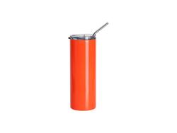 Tumbler de Aço Inoxidável 20oz/600ml Fluorescente com Canudo e Tampa(Laranja)