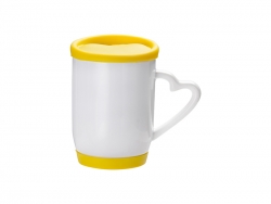 Caneca cerâmica com tampa e base de silicone 12oz/360ml  (Amarelo)