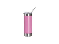 Tumbler Silicone e Inox 20oz/600ml para gravagem laser (Rosa/branco)Quantidade mínima 1000uds