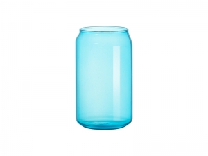 Sublimation Blanks 13oz/400ml Full Color Can Glass Mug with Straw(Blue)