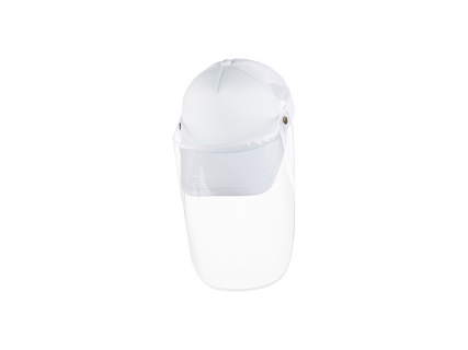 Sublimation Adult Mesh Cap w/ Removable Face Shield (White)