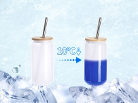 Sublimation Blanks 18oz/550ml Cold Color Change Glass Can with Bamboo Lid
