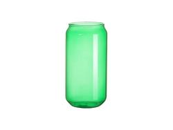 Copo de Vidro com Forma de Lata 18oz/550ml full color com Tampa de bambu (Verde)