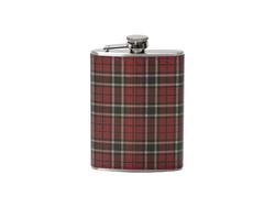 8oz/240ml Engraving Stainless Steel Flask with PU Cover(British Red Plaid)