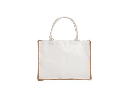 Saco de compras em lona de linho DTF (30 x 40 x 12 cm)