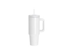 Tumbler de Aço Inoxidável 40oz/1200ml Branco com Tampa Reversível e Canudo (Luz Branco)