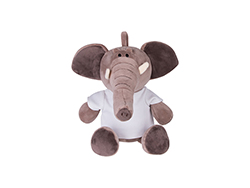 Elefante de Pelúcia 22cm com camiseta (Marrom)