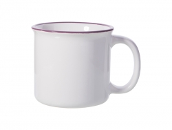 Caneca Esmalte Cerâmica 10oz/300ml (Borda roxa)