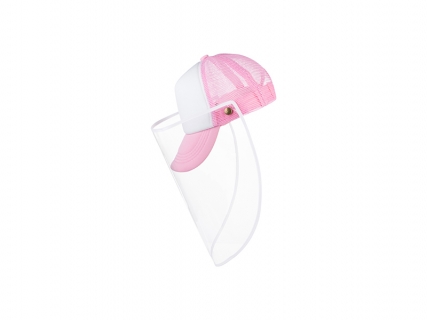 Sublimation Kids Mesh Cap w/ Removable Face Shield (Pink)