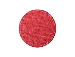 Posavasos Redondo Cuero PU (Φ9.5cm, Rojo)
