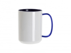 Sublimation Blanks 15oz Two-Tone Color Mug-Dark Blue (Blue Glass Handle)