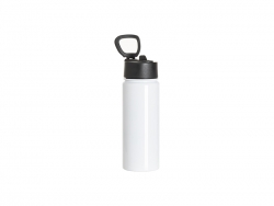 Sublimation 27oz/800ml Stainless Steel Water Bottle w/ Black Straw Lid(White, Single Wall)