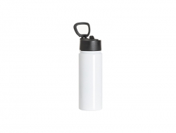 Sublimation 27oz/800ml Stainless Steel Water Bottle w/ Black Straw Lid(White, Single Wall)