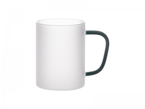 Sublimation Blanks 15oz/450ml Glass Mug w/ Green Handle(Frosted)