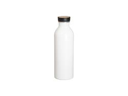 Frasco de alumínio de 550 ml com tampa de bambu preto (branco)Quantidade mínima: 2.000 unidades