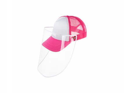 Sublimation Adult Mesh Cap w/ Removable Face Shield (Rose Red)