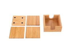 Conjunto de 4 Coasters de Madeira de Sub Quadrado(9.7x9.7cm)
